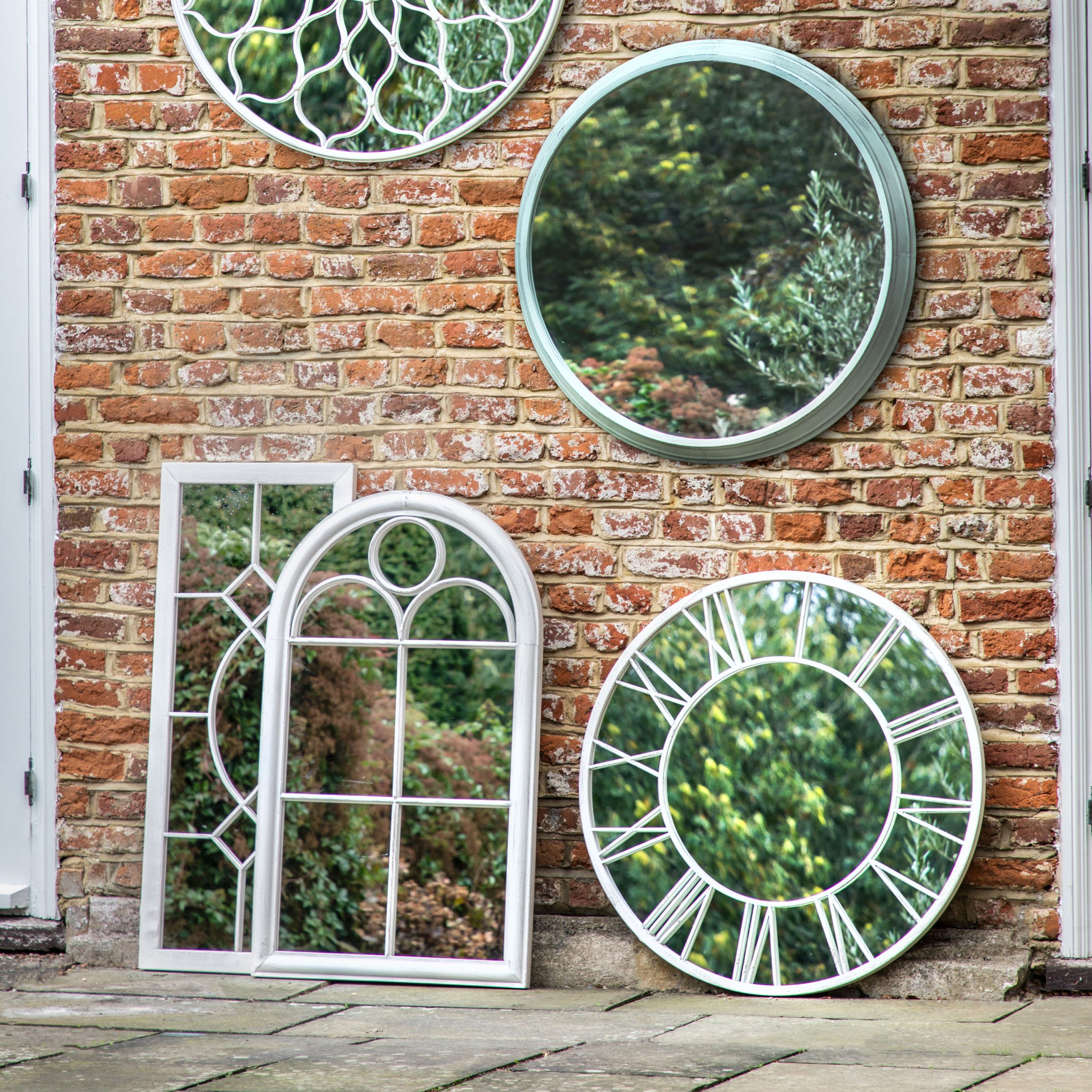 Gallery Direct Longfield Outdoor Mirror Distressed White 850mm