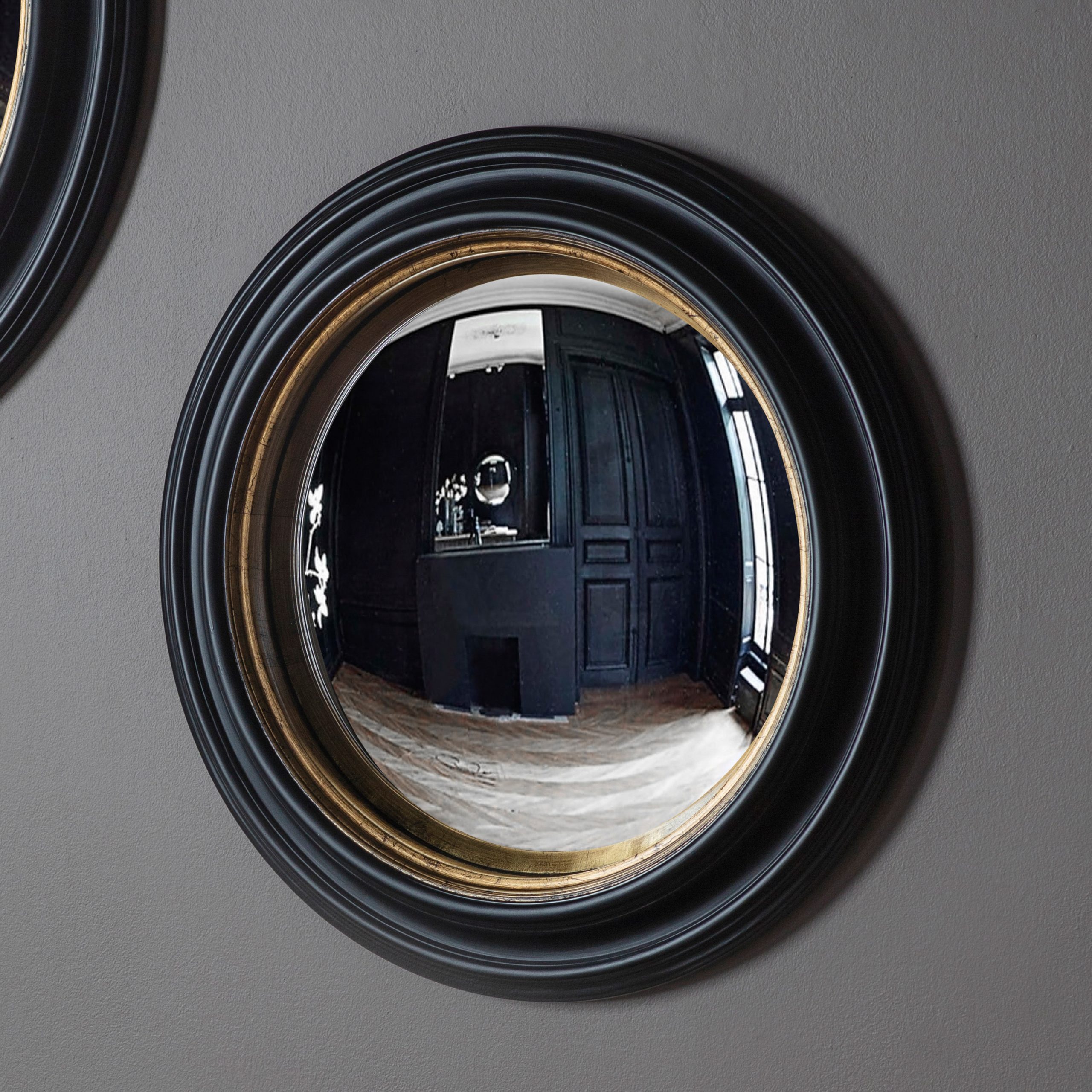 Gallery Direct Rockbourne Convex Mirror Black & Gold