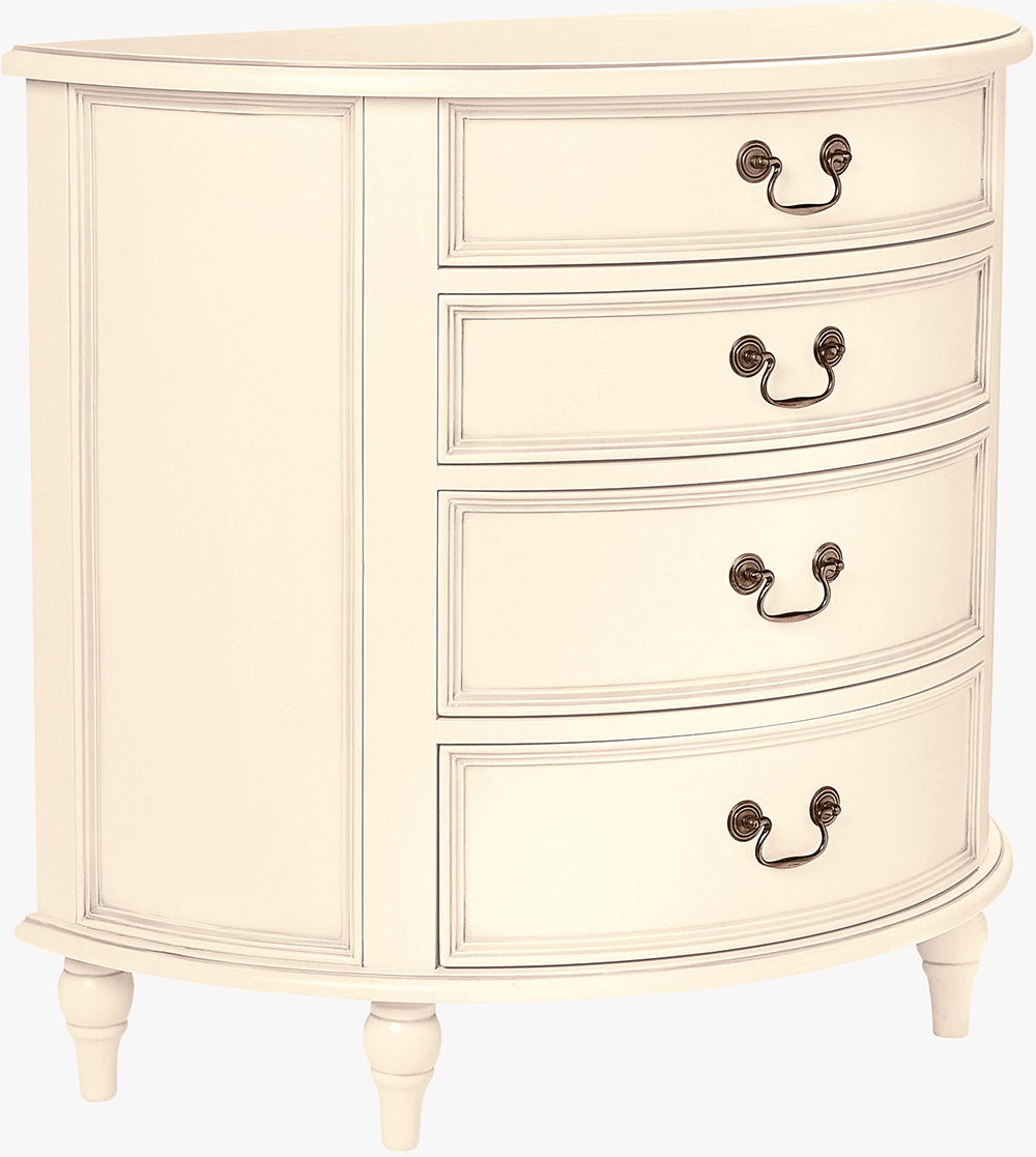 Laura Ashley Clifton 4 Drawer Half Moon Chest in Ivory