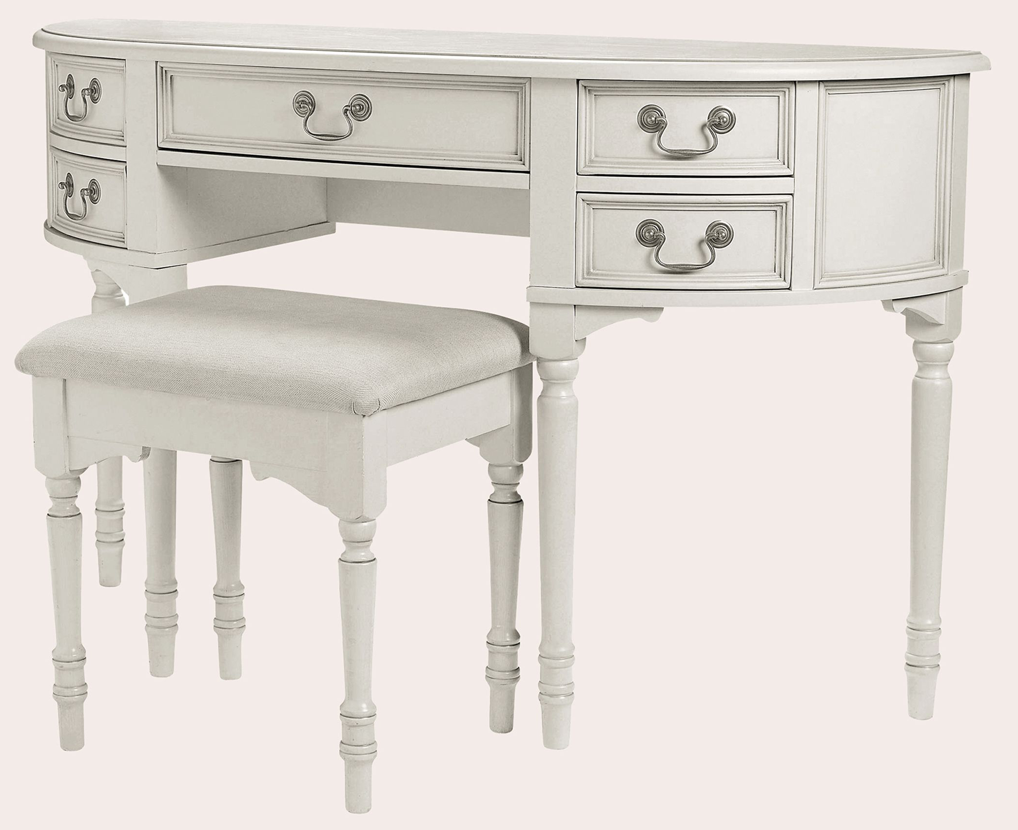 Laura Ashley Clifton 5 Drawer Dressing Table and Stool in Dove Grey