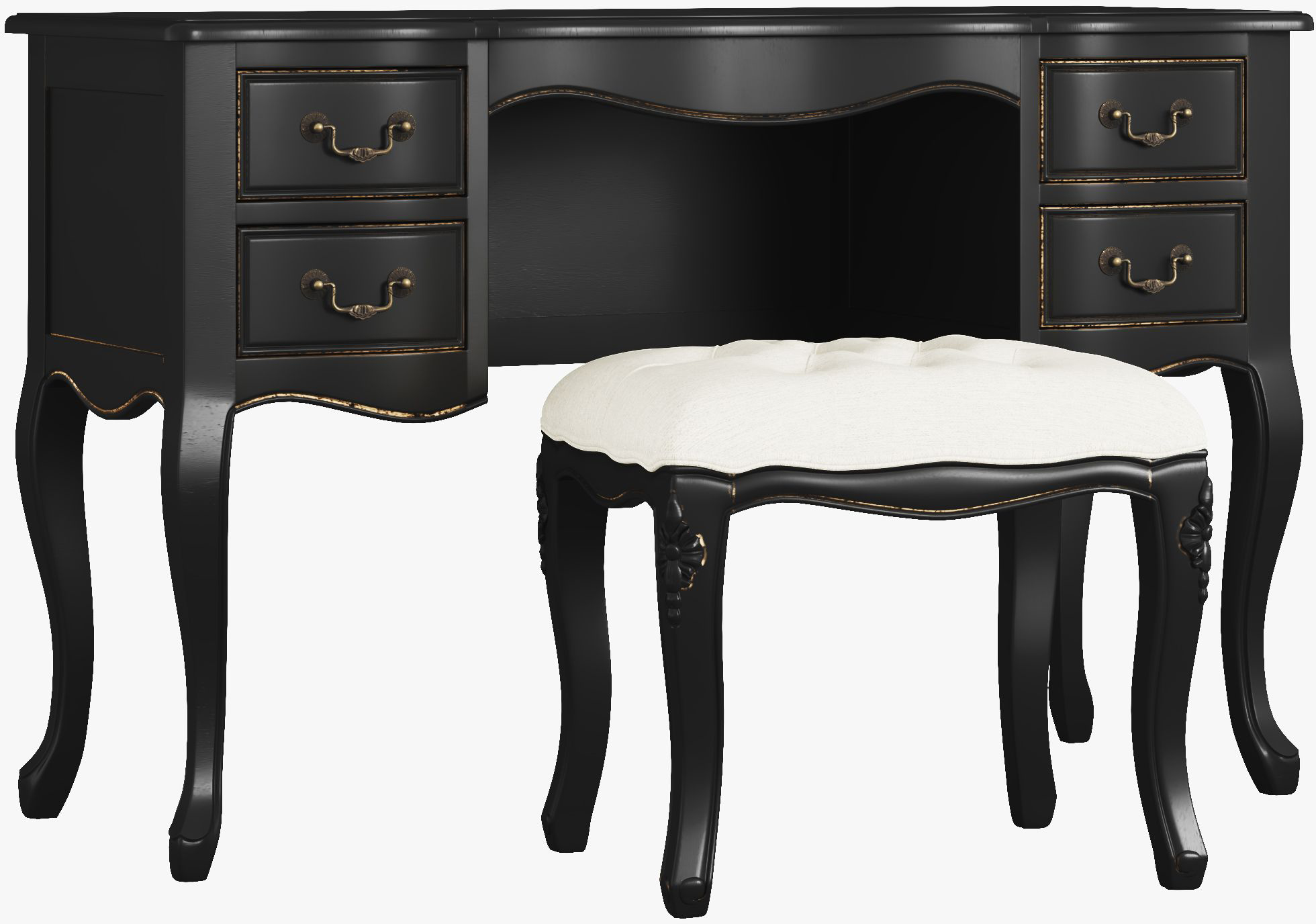 Laura Ashley Montpellier Dressing Table and Stool Set in Black