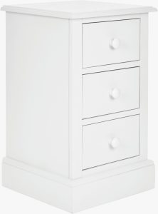 Laura Ashley Ashwell 3 Drawer Bedside Chest in Cotton White | Shackletons