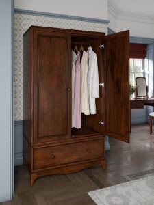 Laura Ashley Broughton 2 Door 1 Drawer Wardrobe in Dark Finish | Shackletons