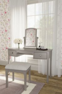 Laura Ashley Broughton 2 Drawer Dressing Table Set in Pale French Grey | Shackletons