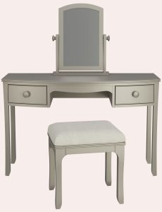 Laura Ashley Broughton 2 Drawer Dressing Table Set in Pale French Grey | Shackletons