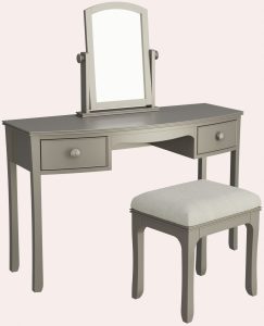 Laura Ashley Broughton 2 Drawer Dressing Table Set in Pale French Grey | Shackletons