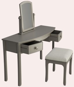 Laura Ashley Broughton 2 Drawer Dressing Table Set in Pale French Grey | Shackletons