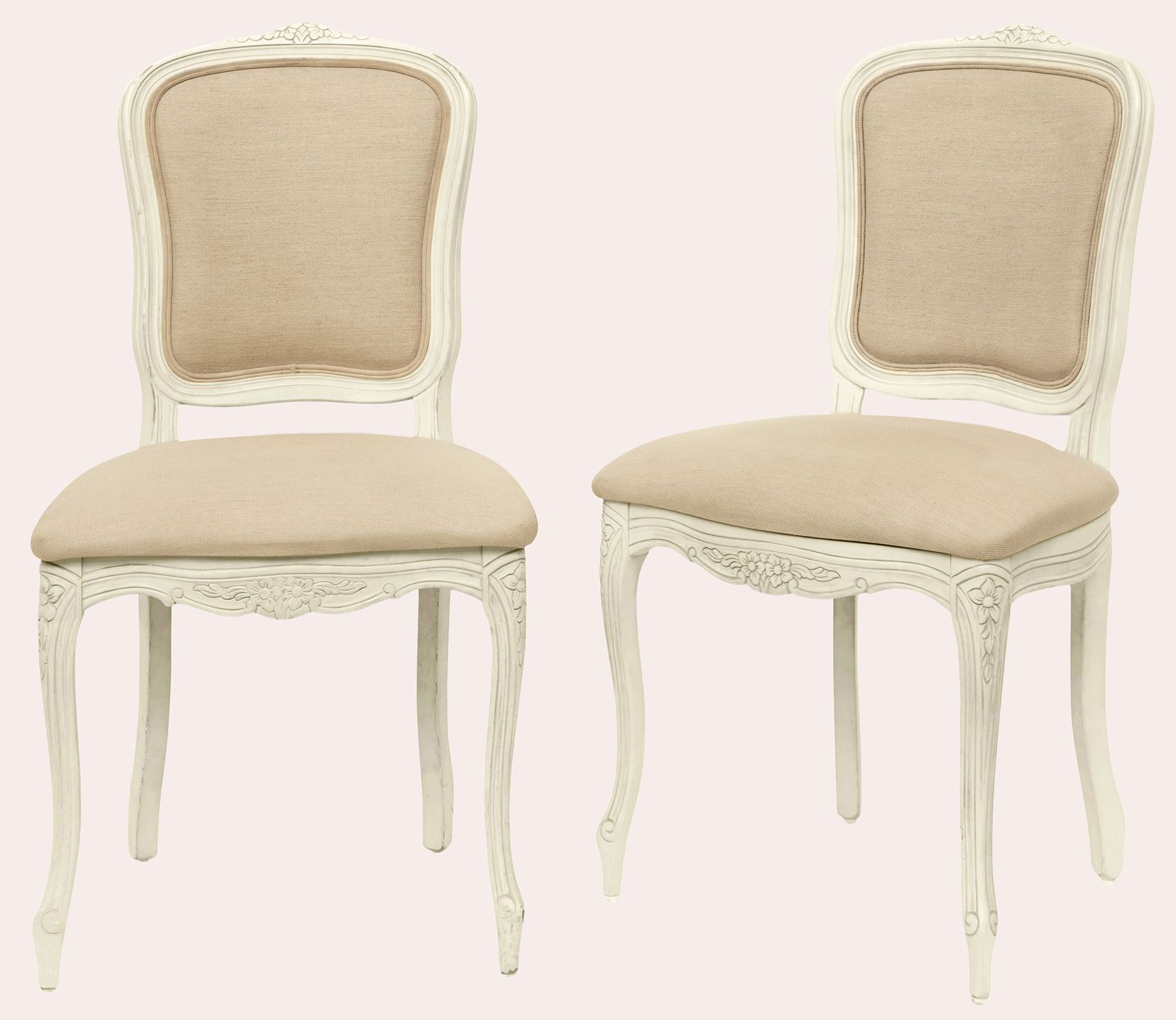 Laura Ashley Provencale Ivory Pair of Dining Chairs in Linen