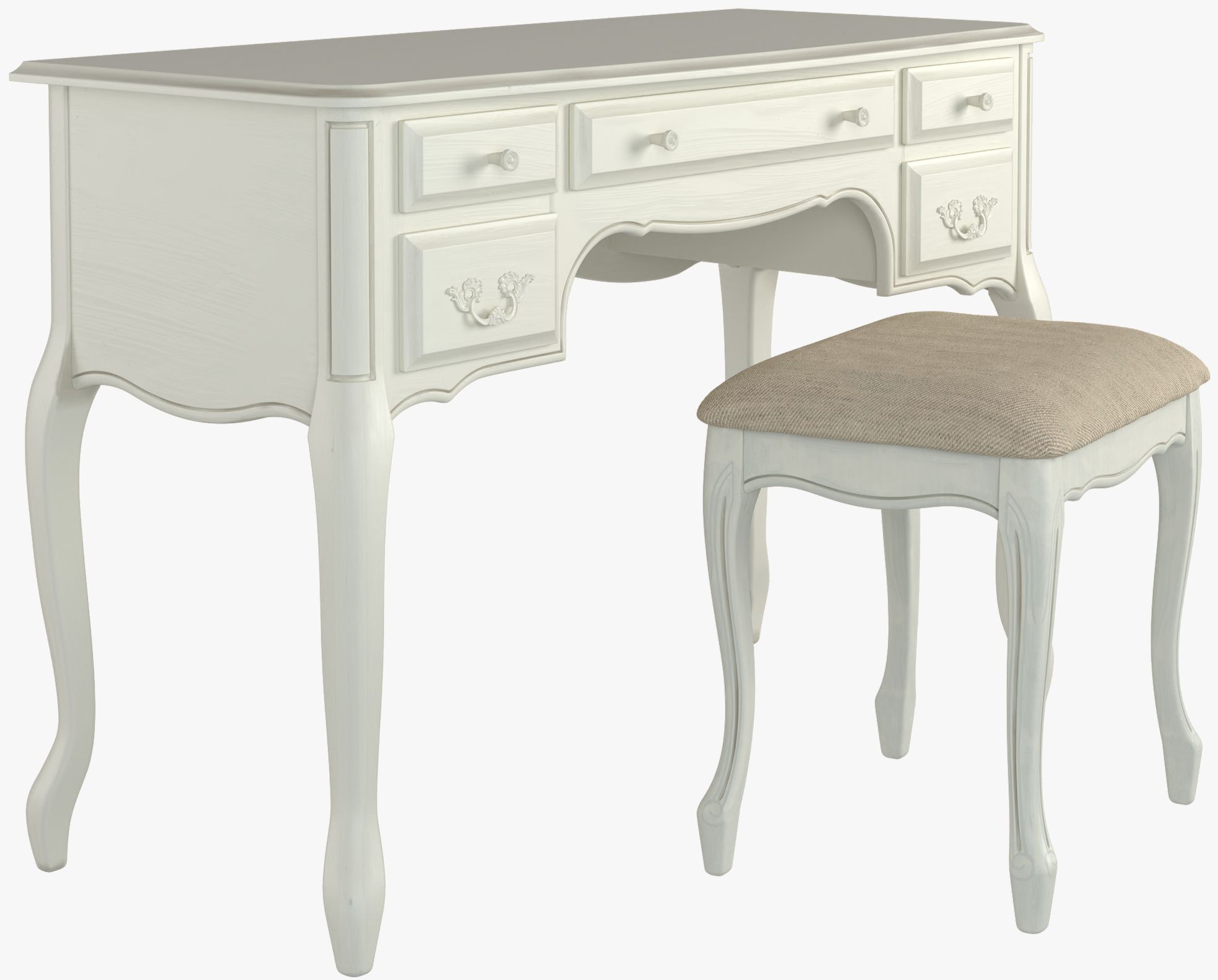 Laura Ashley Provencale Ivory 5 Drawer Dressing Table and Stool Set