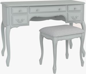 Laura Ashley Provencale Dove Grey 5 Drawer Dressing Table and Stool Set | Shackletons