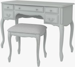 Laura Ashley Provencale Dove Grey 5 Drawer Dressing Table and Stool Set | Shackletons