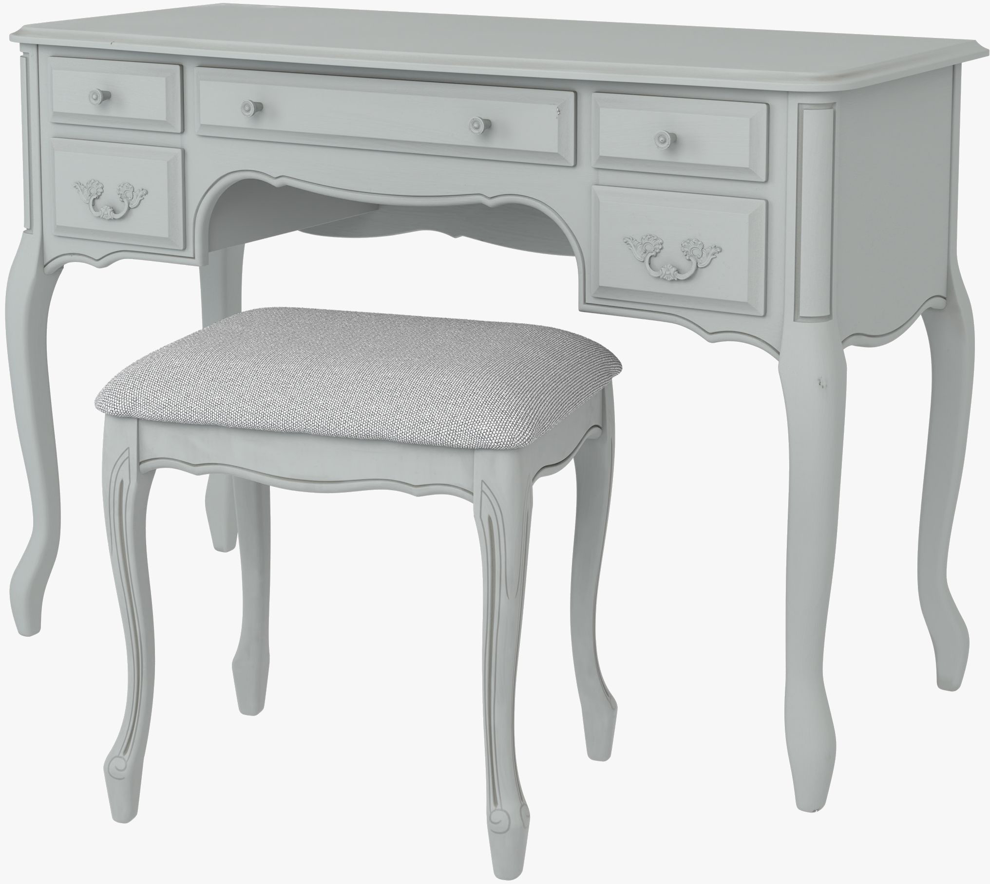 Laura Ashley Provencale Dove Grey 5 Drawer Dressing Table and Stool Set