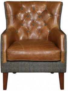 Stanford Chair in Moreland Harris Tweed Fabric and Leather | Shackletons