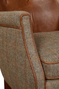 Vintage Elston Chair in Hunting Lodge Harris Tweed Fabric and Leather | Shackletons