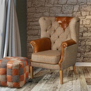 Buckingham Wingback Armchair in Hunting Lodge Harris Tweed | Shackletons