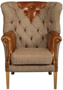 Buckingham Wingback Armchair in Hunting Lodge Harris Tweed | Shackletons