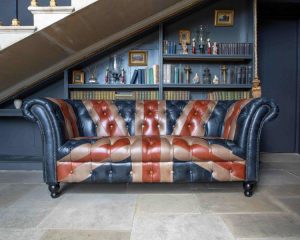 Chester Union Jack 2 Seat Chesterfield Sofa in Leather | Shackletons