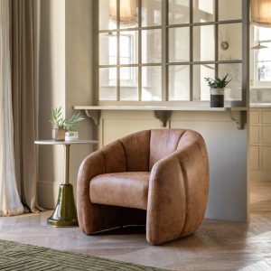 Gallery Direct Atella Tub Chair Antique Tan Leather | Shackletons