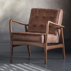 Gallery Direct Humber Armchair Vintage Brown Leather | Shackletons