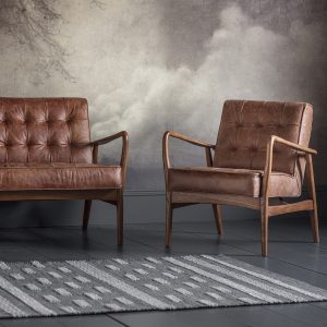 Gallery Direct Humber Armchair Vintage Brown Leather | Shackletons