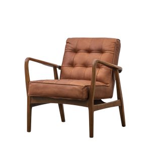 Gallery Direct Humber Armchair Vintage Brown Leather | Shackletons