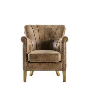 Gallery Direct Hickman Armchair Brown Leather | Shackletons