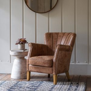 Gallery Direct Hickman Armchair Brown Leather | Shackletons