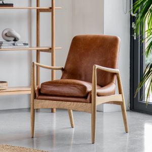 Gallery Direct Carrera Armchair Brown Leather | Shackletons