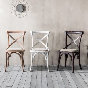 Gallery Direct Cafe Chair White Linen Set of 2 | Shackletons