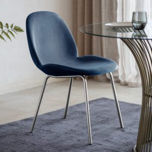 Gallery Direct Flanagan Chair Petrol Blue Velvet Set of 2 | Shackletons