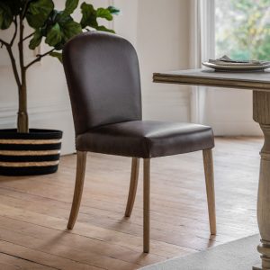 Gallery Direct Hinton Dining Chair Brn Leath Set of 2 | Shackletons