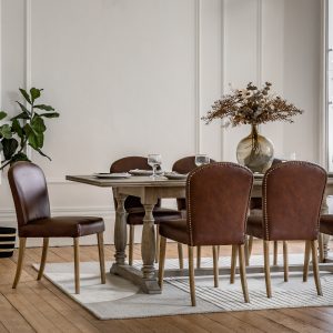 Gallery Direct Hinton Dining Chair Brn Leath Set of 2 | Shackletons