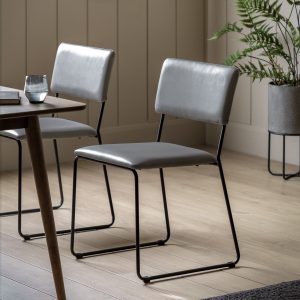 Gallery Direct Chalkwell Dining Chair Slate Faux Leather Set of 2 | Shackletons