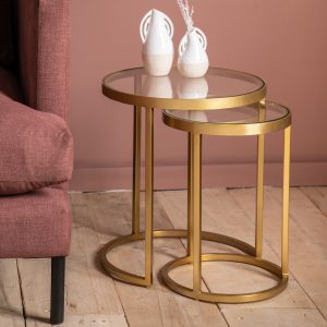 Gallery Direct Rowe Nest of Two Tables Gold | Shackletons