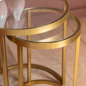 Gallery Direct Rowe Nest of Two Tables Gold | Shackletons