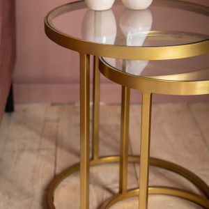 Gallery Direct Rowe Nest of Two Tables Gold | Shackletons