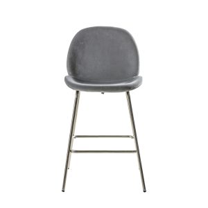 Gallery Direct Flanagan Stool Light Grey Velvet Set of 2 | Shackletons