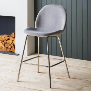 Gallery Direct Flanagan Stool Light Grey Velvet Set of 2 | Shackletons