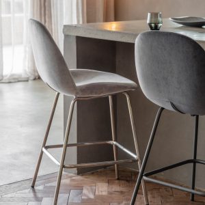 Gallery Direct Flanagan Stool Light Grey Velvet Set of 2 | Shackletons