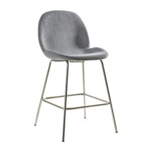 Gallery Direct Flanagan Stool Light Grey Velvet Set of 2 | Shackletons