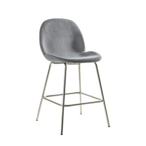 Gallery Direct Flanagan Stool Light Grey Velvet Set of 2 | Shackletons