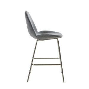 Gallery Direct Flanagan Stool Light Grey Velvet Set of 2 | Shackletons