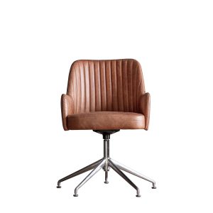 Gallery Direct Curie Swivel Chair Vintage Brown Leather | Shackletons