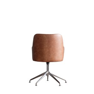 Gallery Direct Curie Swivel Chair Vintage Brown Leather | Shackletons