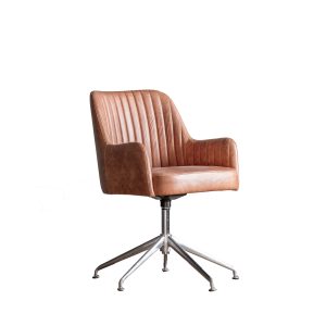 Gallery Direct Curie Swivel Chair Vintage Brown Leather | Shackletons