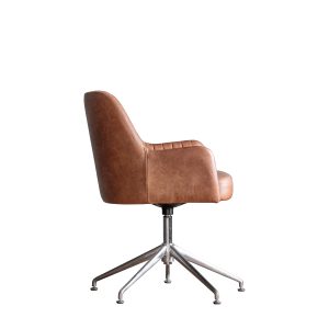 Gallery Direct Curie Swivel Chair Vintage Brown Leather | Shackletons