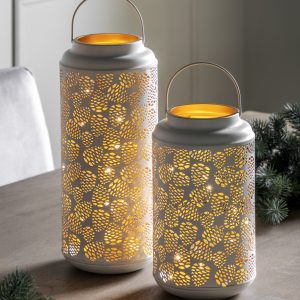 Gallery Direct Pinecone Lantern LED Small White | Shackletons