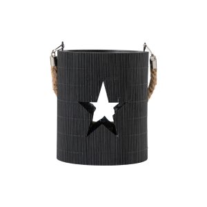 Gallery Direct Midnight Star Lantern Medium Bamboo | Shackletons