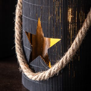 Gallery Direct Midnight Star Lantern Medium Bamboo | Shackletons