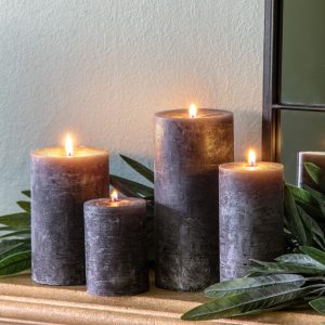 Gallery Direct Pillar Candle Rustic Slate Pack of 2 | Shackletons